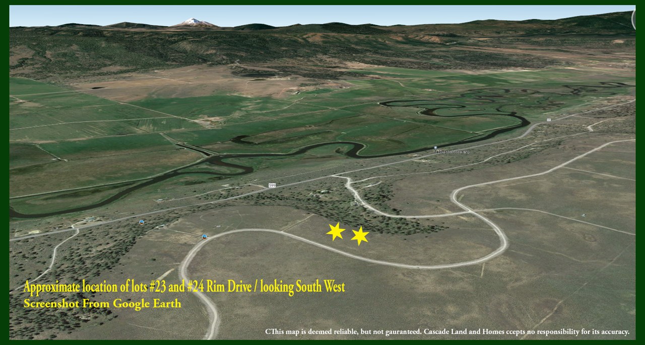 this is a google earth photo showing the tableland plateau and the rim as it drops off to the sprague river valley just below the property.