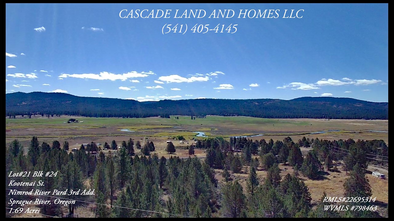 this large, 1.69 acre property is just minutes from the sprague river and the lush green valley and pasture lands of the sprague river valley. there are many rivers and pristine mountain lakes nearby and over 1,000,000 acres of public lands just waiting for you to explore! the property sits near the entrance of the nimrod river park subdivision for easy access. this drone photo was taken above the property looking southwest.