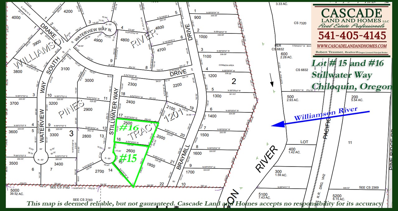 klamath county parcel map showing the dimensions and shape of the property as well as the adjoining parcel which is also for sale from the same owner.