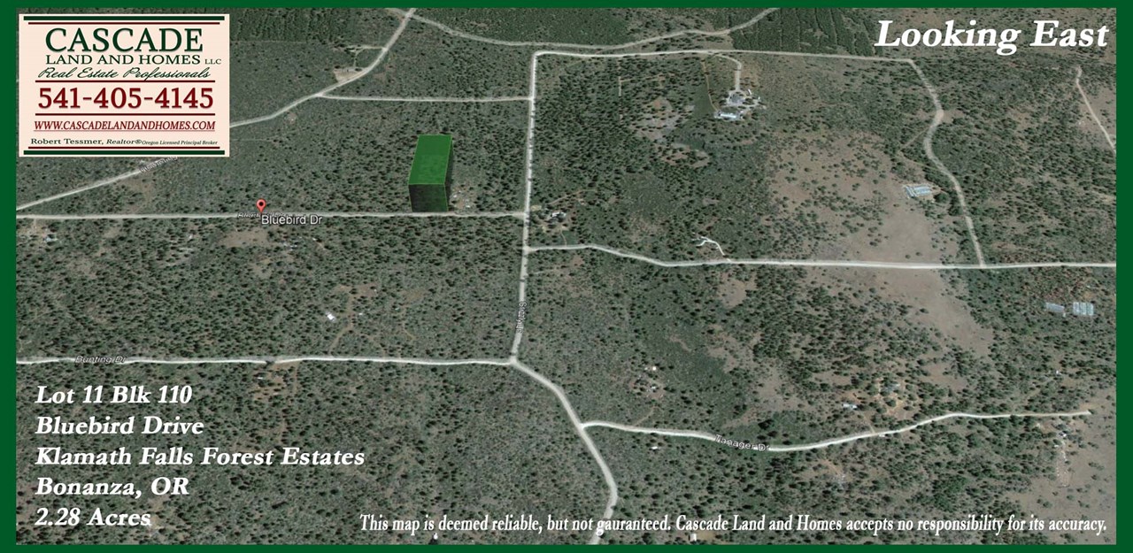 this is a google earth screenshot with the property elevated so you can get an idea of its shape, size and location. note that it is taken looking east.