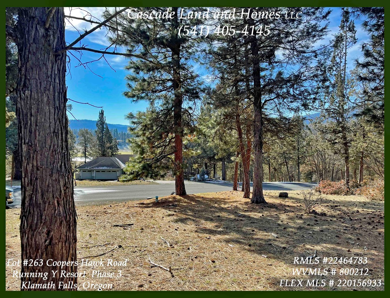 looking across the street from the property towards the golf course and the surrounding foothills. this gorgeous parcel is just over a half of an acre, allowing for many building possibilities! the property is priced at just $79,000, and is a rare opportunity to purchase property within the running y resort community! utilities are to the street, the property has many trees, a gentle slope, and is in an area of custom homes.