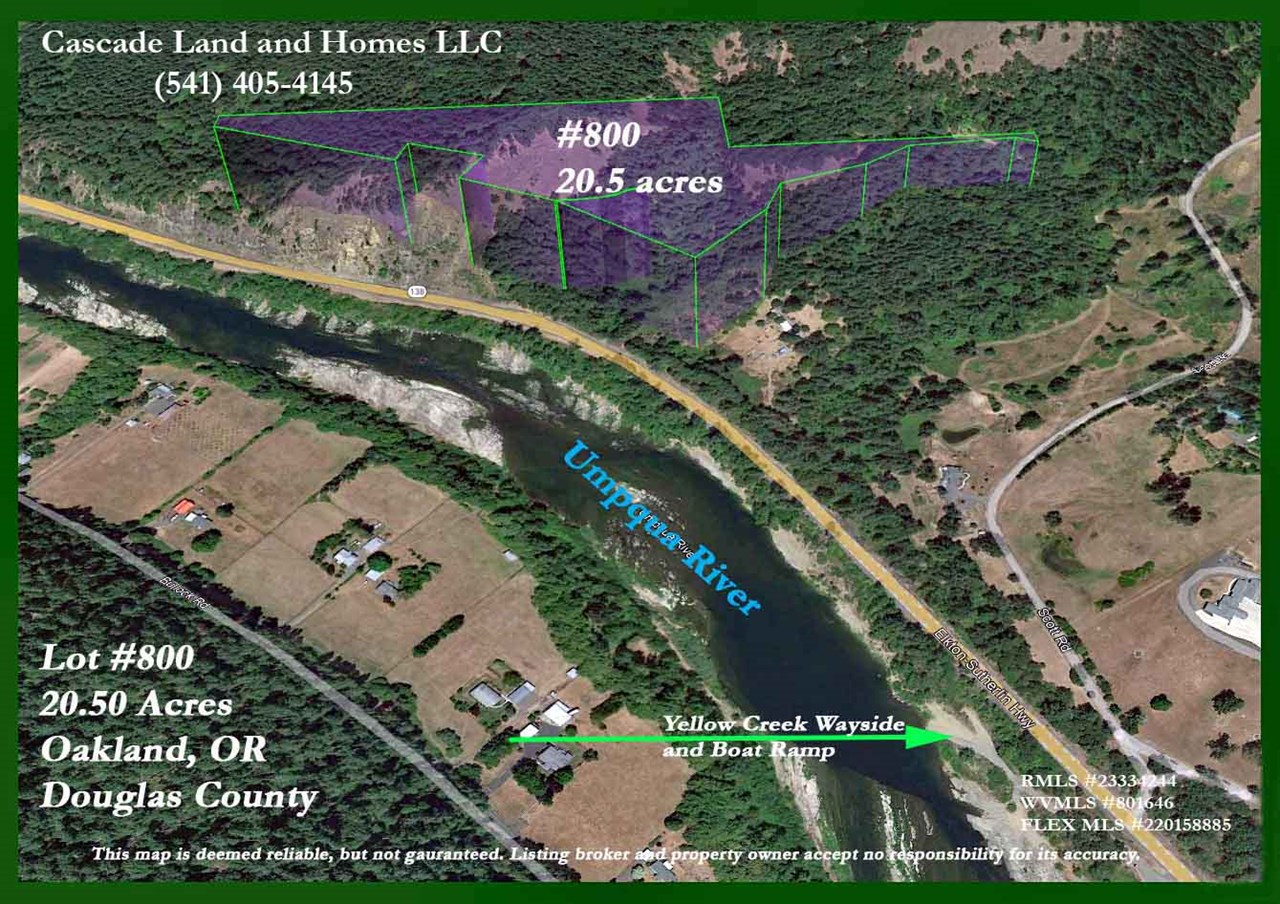 this is a google earth elevated view of the property showing the size and proximity to the river and yellow creak boat ramp.