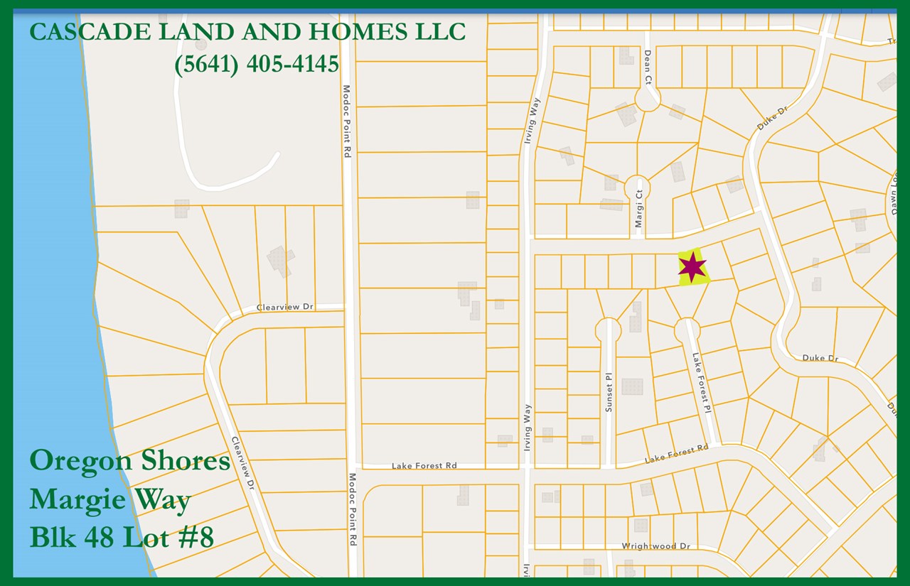 parcel map showing the property location within the subdivision and proximity to agency lake!