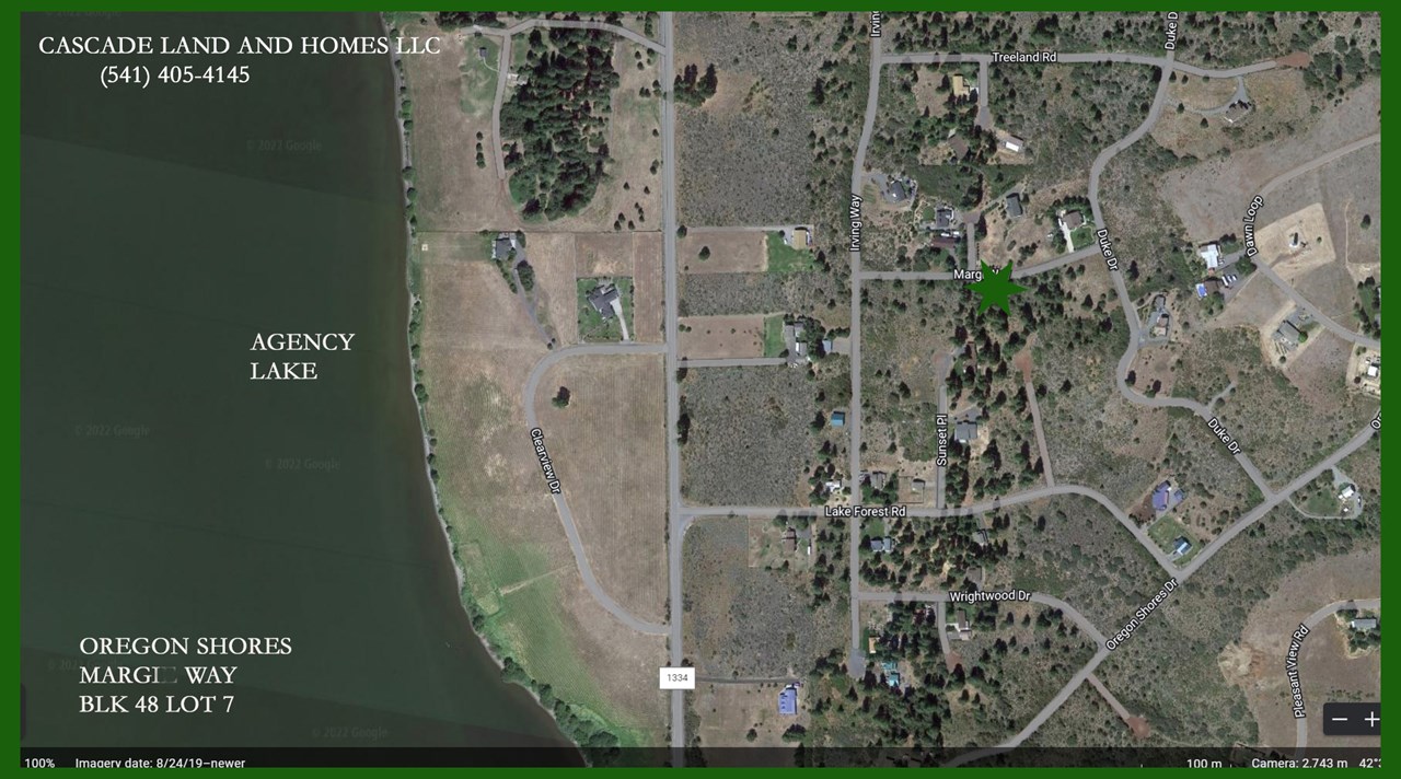 google earth view of the property showing the proximity to agency lake.