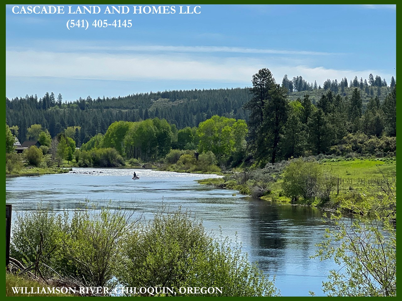 this photo of the williamson river was taken from the boat launching park in the town of chiloquin that is about 10 minutes from the property. they have a few stores in town and a volunteer fire and ambulance service. klamath falls is about 30 minutes away for larger city amenities.