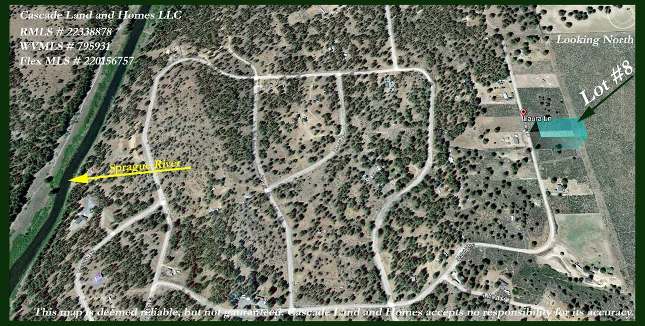 this map shows the location of the property within the subdivision and its proximity to the sprague river ~looking north.