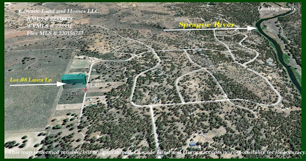 google earth photo showing where the property is in relation to the nearby sprague river!  just a short walk or drive and you could be enjoying fishing or playing in the river.