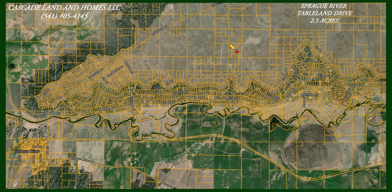 this map shows the nearby subdivisions and landscape. the sprague river is just about a mile from the property, if you love to fly-fish, this is the place!