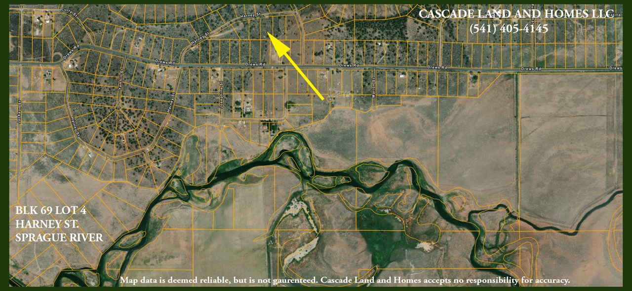 property map with terrain showing the location and it's proximity to the sprague river.
