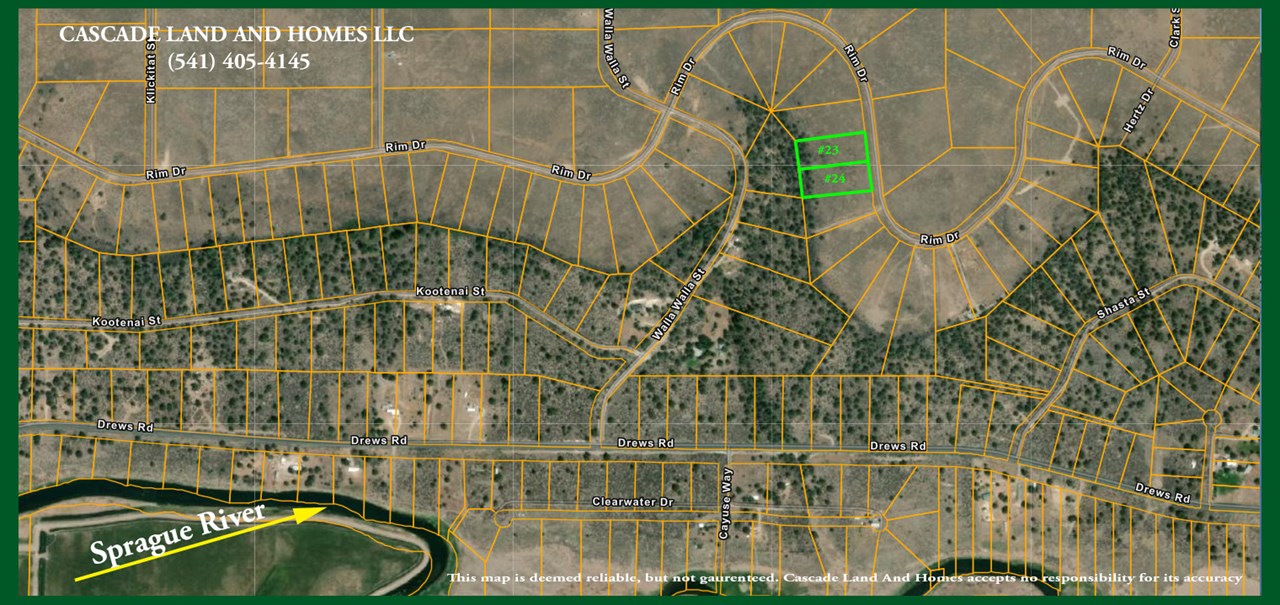 this parcel map shows area surrounding the property and its proximity to the sprague river.