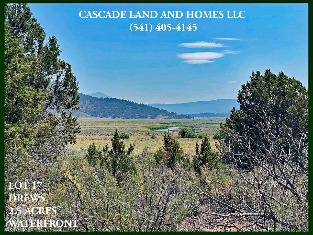 this photo was taken at the street looking across the picturesque sprague river valley. this could be the view from your new home!

