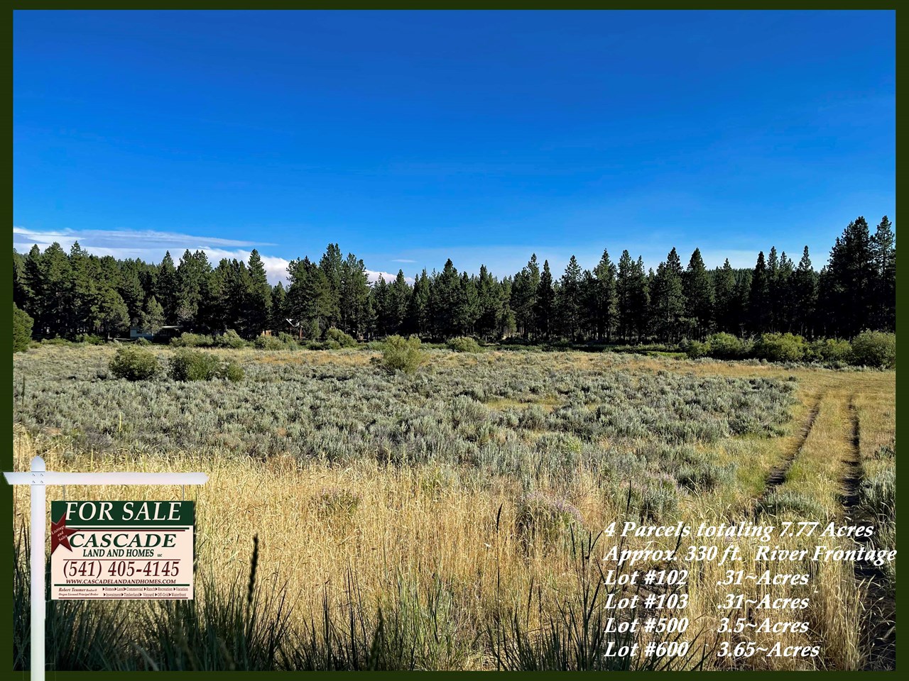 the property is four separate parcels that total 7.77 acres! with this property including four separate parcels, there is an opportunity for many possible uses and building sites. the two smaller parcels are zoned f, and the two larger are zoned r2. (see klamath county for zoning descriptions).




mls # 220156878 
lot #102, #103
2610/2620 south chiloquin road, chiloquin, oregon