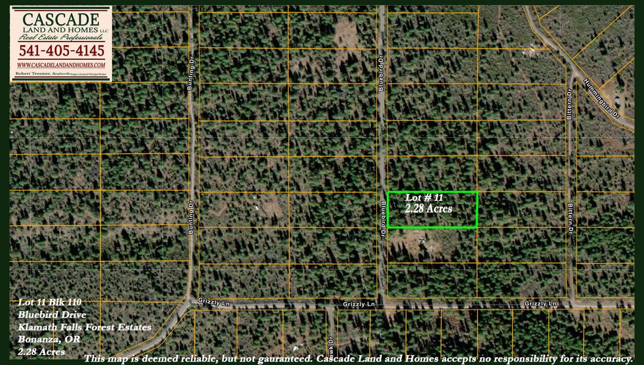 klamath county map showing the location of the property within the subdivision and the trees and landscape that surround it. there are many parcels within the subdivision, but not all are developed. there are a variety of home types here. there are very nice stick-built homes, modulars, small homes, and some are used as vacation spots or base-camps for hunting or exploring the surrounding wilderness.