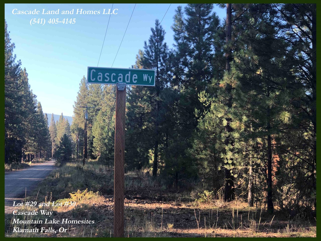 the property is very easy to locate on cascade way, the roads are marked and easy to travel. gorgeous pine trees line the roadways and hillsides that surround the subdivision, it has a very alpine feeling.