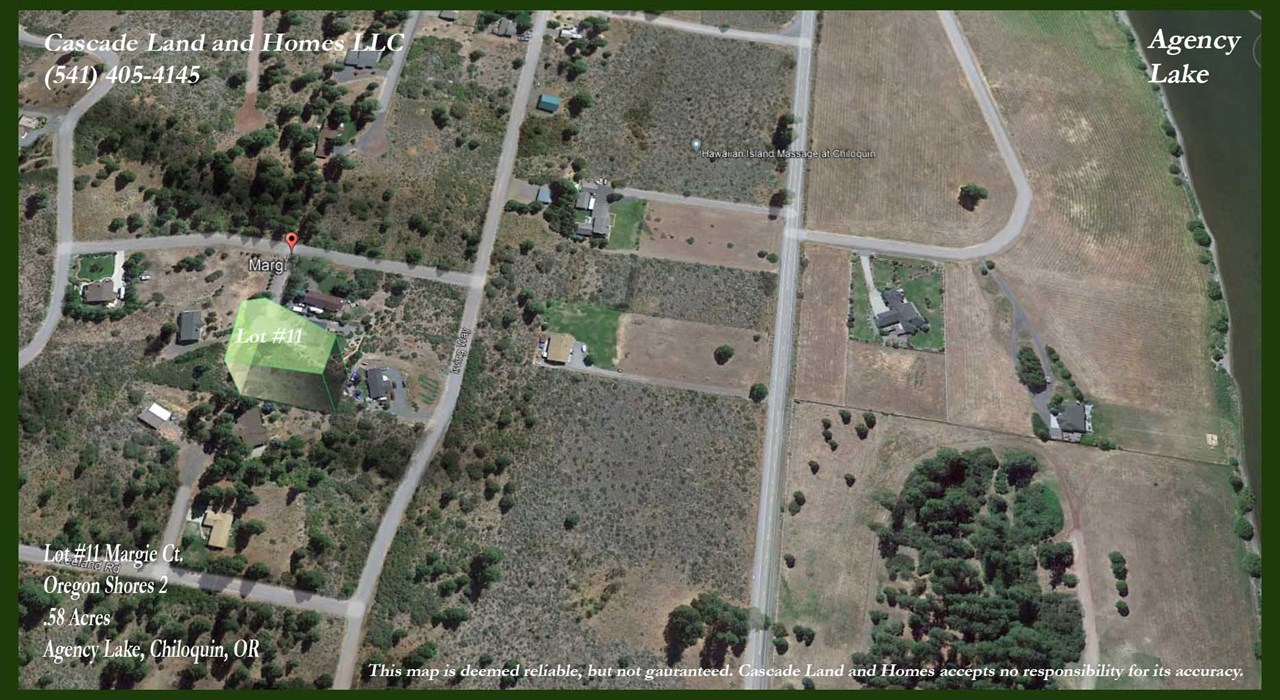 this is a google earth map with the property elevated to show the shape of the property and its proximity to agency lake.  there are large, stick-built homes in the neighborhood and more are being built.