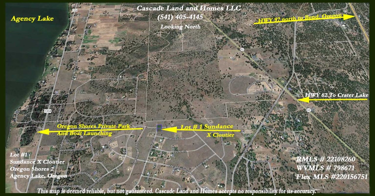 this is a google earth map showing the property and its relationship to the the nearby highways and its close proximity to agency lake!