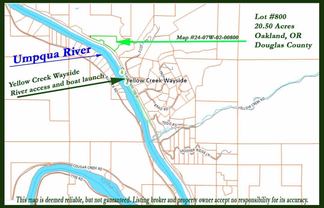 this is a douglas county map showing the nearby parcels. this property is outlined in green.