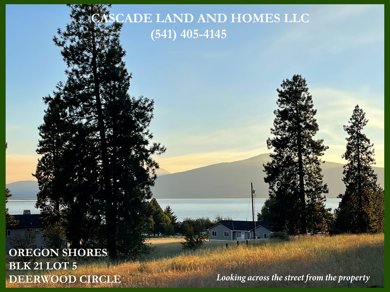 this photo was taken from the property looking southwest across agency lake, mt. mclaughlin is behind the tree peeking out of the clouds. the property has gorgeous views of the lake! imagine sitting on your front porch in the mornings with a cup of coffee or tea, watching the sun slowly awaken the birds and wildlife from your new home!
