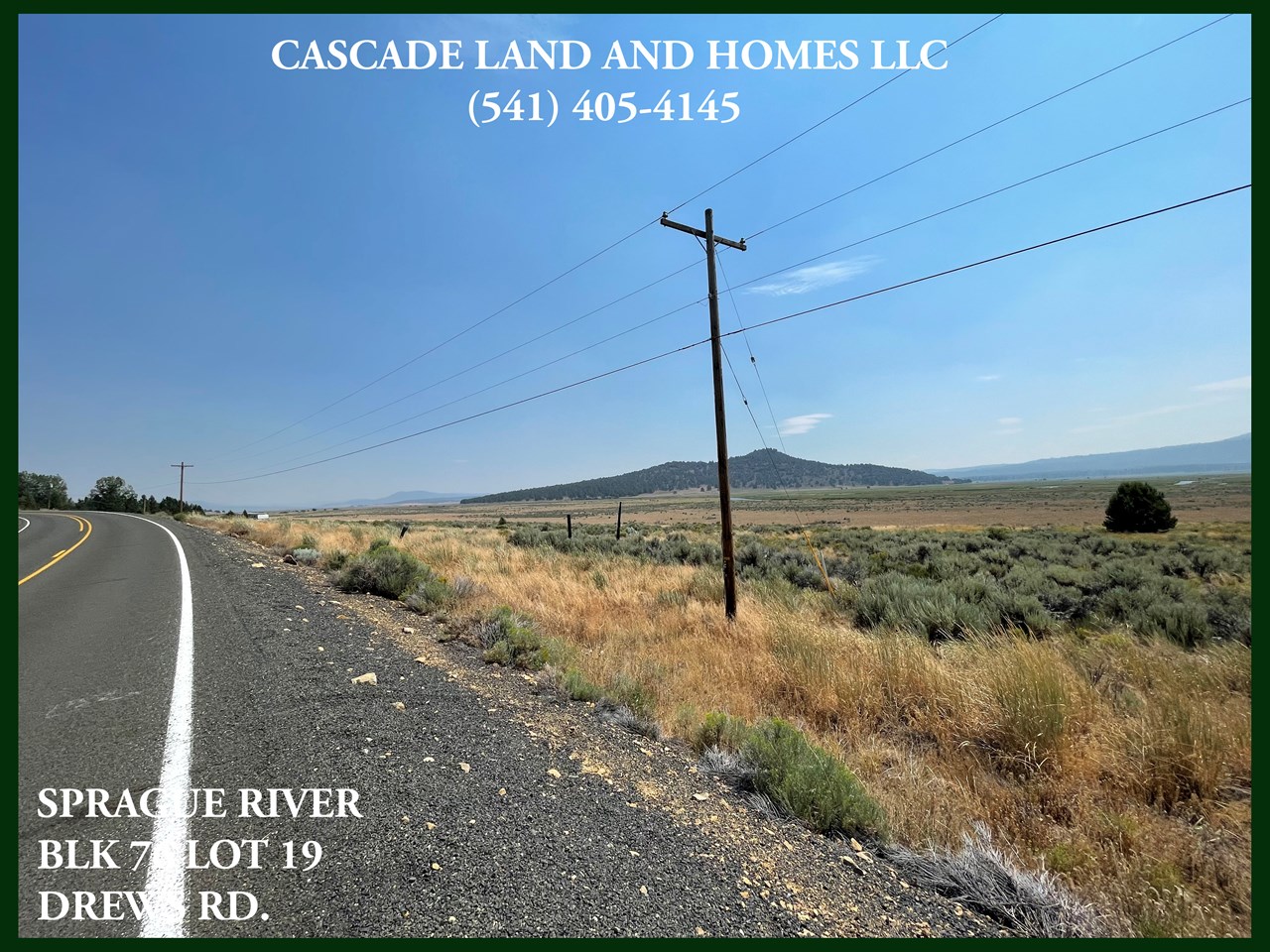 power and phone are across the street from the property. this photo was taken from across the street from the property looking northwest. there is a little smoke in the air blowing up the valley from the fires in northern california, usually the air is crisp and clear.