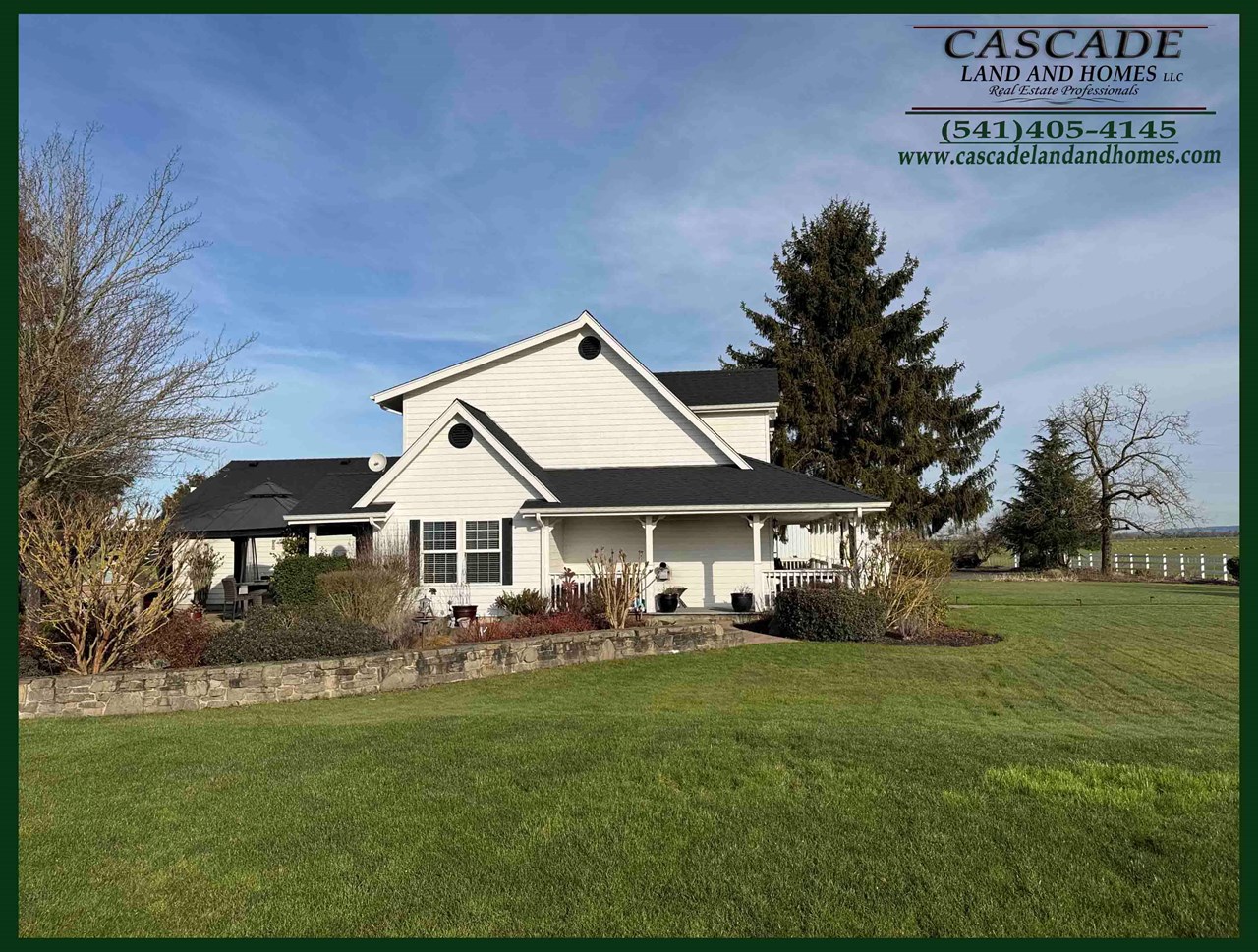 south side view of home and gardens