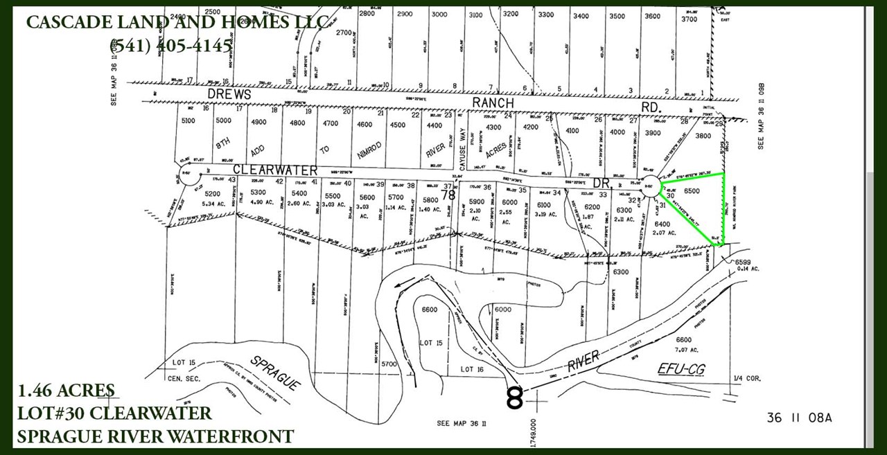 this parcel map shows the shape of the property along the river's edge. parcel map is deemed reliable from klamath county, but accuracy is not guaranteed.