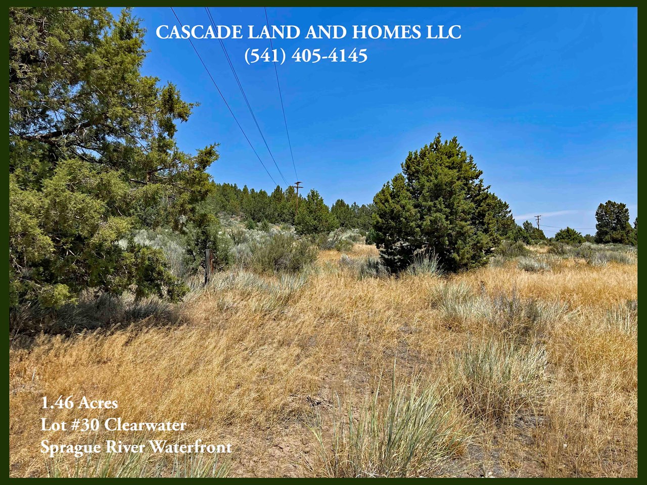 power is close to the property, you would need to contact the utility companies and klamath county for pricing, distances, etc for hookups and building processes. the property does need a well, but county well logs show that wells in the area are not too deep and are productive. although not on the property, there are many natural springs in the area.