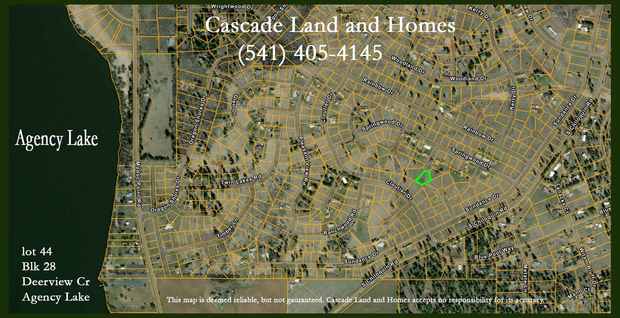 this is a county map of the property location showing its proximity to agency lake and the surrounding parcels.