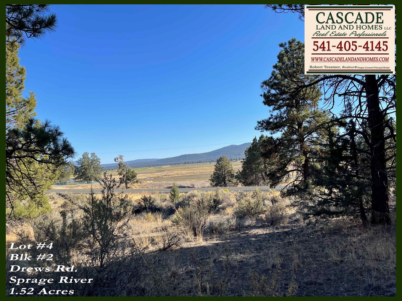 across the street from the sprague river! if you are looking for a place to build a new home or vacation getaway to escape from a busy city lifestyle with the only the sounds of the wind gently blowing across the valley, birds calling and an occasional neighbor passing by, this may be the perfect spot! this property is located off of the county maintained, drews road for easy access. power is across the street. come take a look, and bring your house plans!