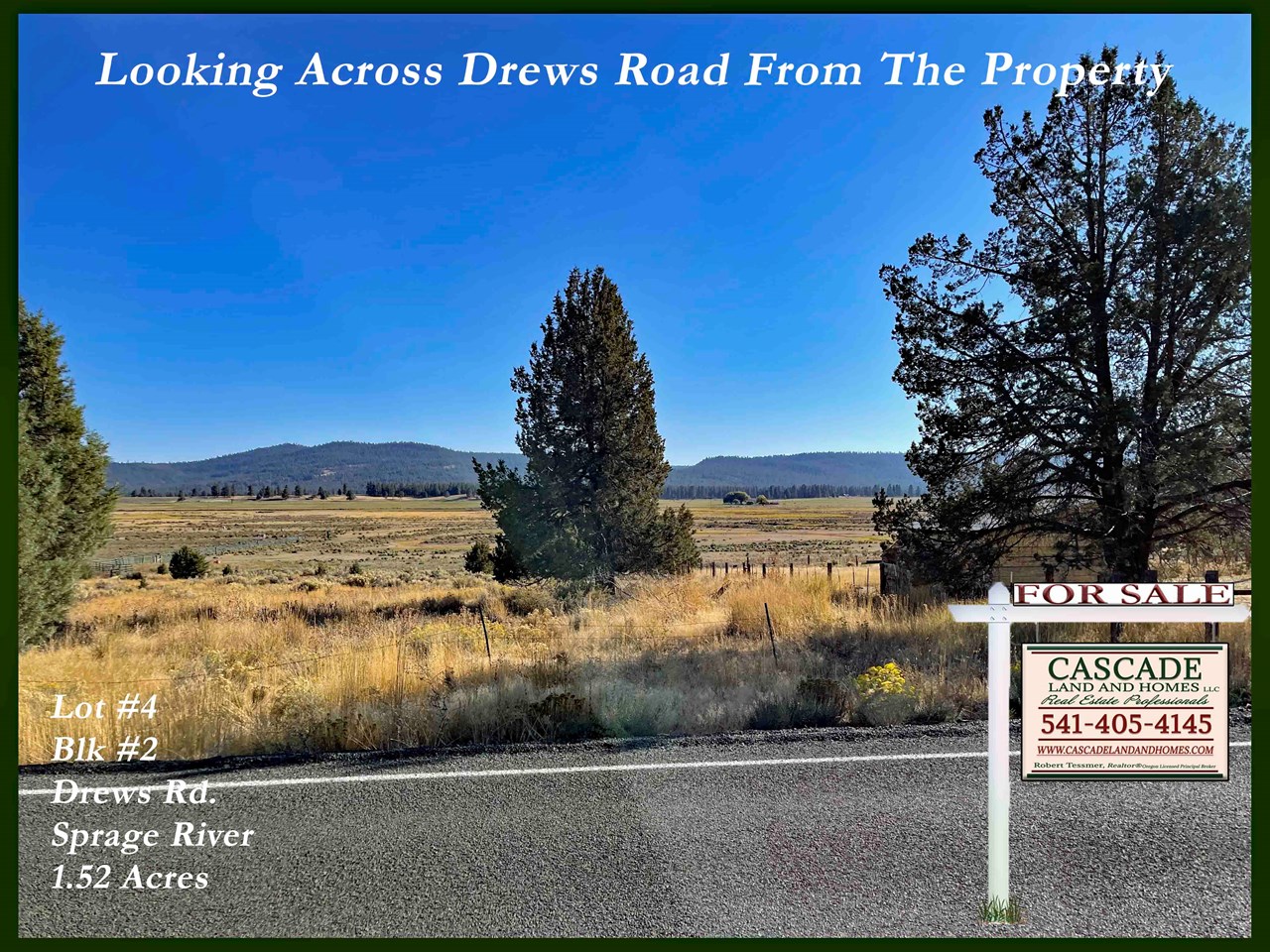 views of the river and valley! this is the view looking across drews road at the lush sprague river valley and the slow meandering river flowing through it. it would be just a short walk from your property to the water  for fishing or swimming in the cool clear water.