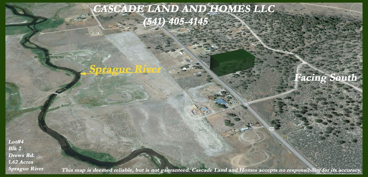 google earth view this is a google earth photo of the property elevated. it's easier to see the gentle slope of the property upward from the road which would allow fabulous views of the river and surrounding valleys. 
