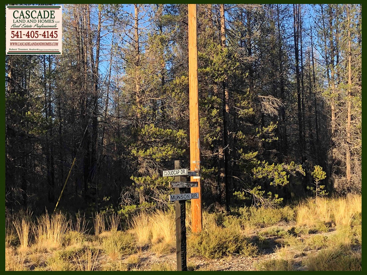 this property sits on the end of cloudcap drive where it t's into munson drive, which is the very north end of mt. scott meadows subdivision adding a great deal of privacy. the property adjoining this one is also for sale from the same owner, so make an offer on both! the parcel is densely treed with pines. power is on both coudcap and munson dr. on two sides of the property. we did get cell service here, and there are internet service providers that cover this area. the roads are compacted gravel and cinders. the parcel is very easy to access and locate. this subdivision is centrally located just off of  hwy 97 for access to unlimited outdoor recreational opportunities! the property sits at about 4,300 ft elevation, so it does get cold in the winters, but the summers are warm and pleasant. the property would need a well and septic prior to building, but there are no time requirements to build after purchasing the property.