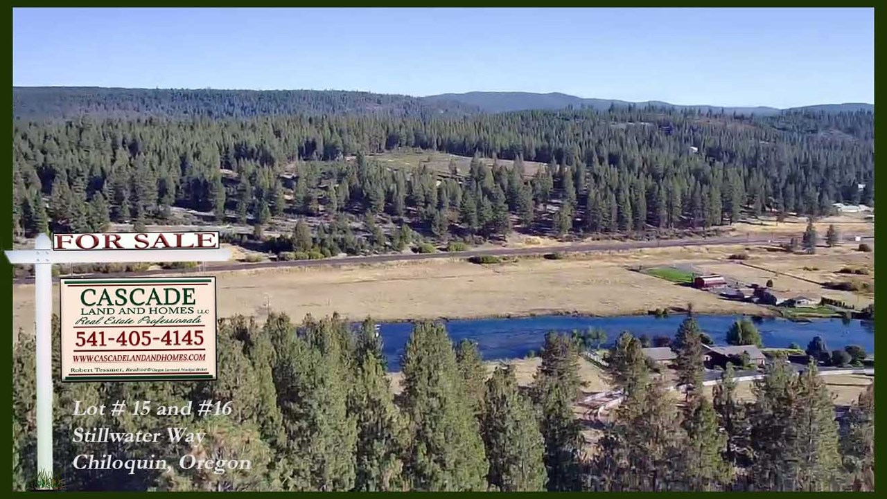 this is a drone photo from above the property with the williamson river in the background. it's just a short walk down to the water! you could go fishing in the morning, walk back home for lunch and head back down to the water in the warm summer afternoons!